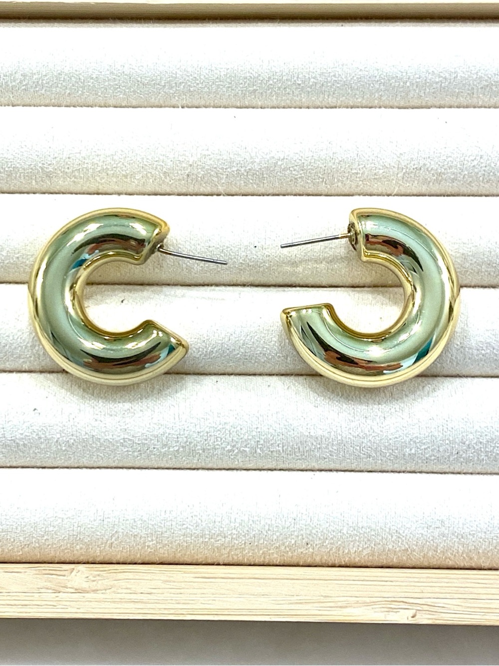 Shiny Gold-Tone C-Hoop Earrings